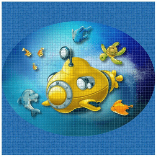 Mozaika szklana Ezarri, dekoracja Yellow Submarine - Baseny.pl