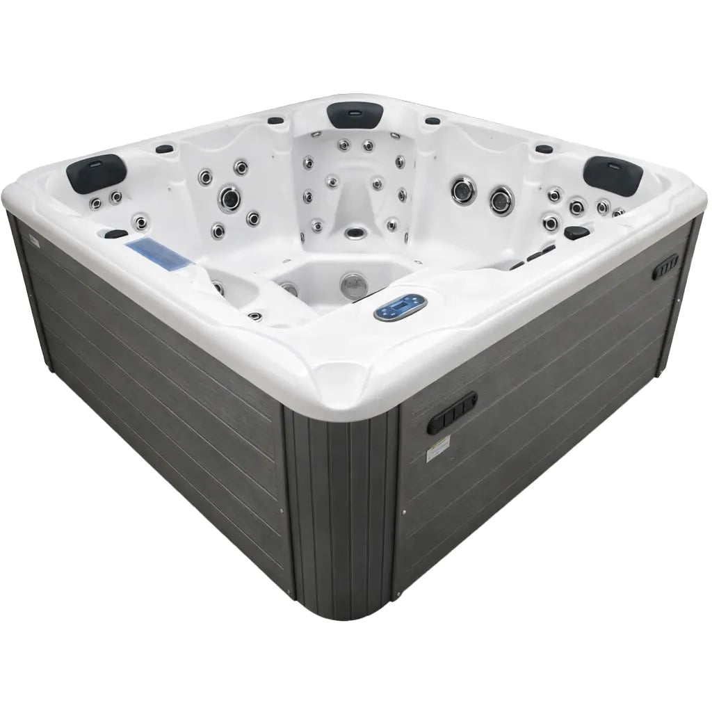 Aquajoy Santorini — marmur srebrnobiały, widok wanny SPA
