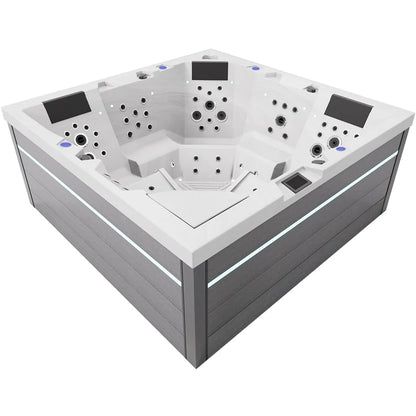 Aquajoy Monaco Jet LED — marmur srebrnobiały, widok wanny SPA