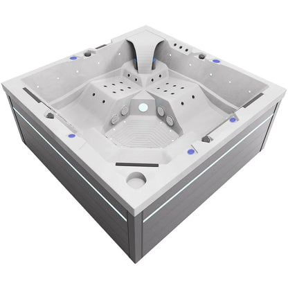 Aquajoy Monaco Jet LED — marmur srebrnobiały, widok niecki