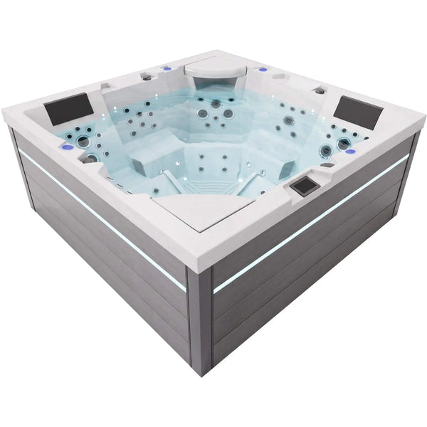 Aquajoy Monaco Jet LED — marmur srebrnobiały, widok wanny SPA