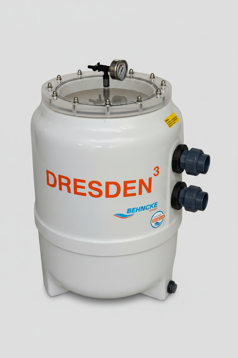 Filtr do basenu BEHNCKE DRESDEN³ na jasnym neutralnym tle.