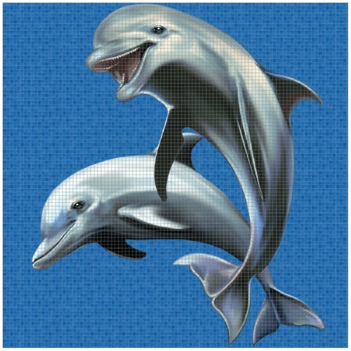 Mozaika szklana Ezarri, dekoracja Happy Dolphins-mozaika-Baseny.pl