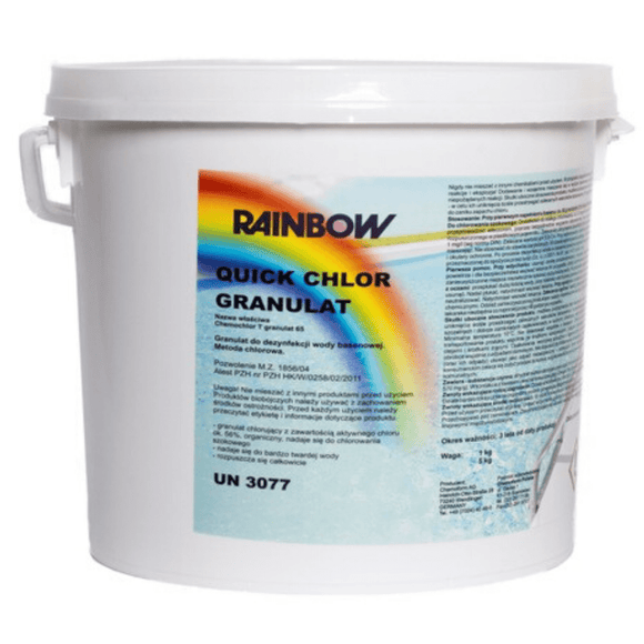 RAINBOW Quick Chlor Granulat 5KG - dezynfekcja szokowa-Chlor do basenu-Baseny.pl